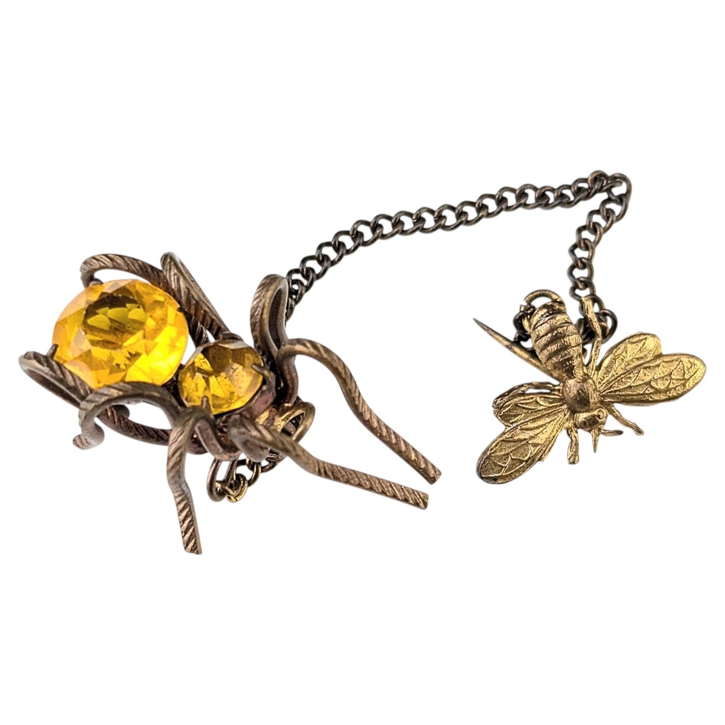 Antique paste spider and bee brooch