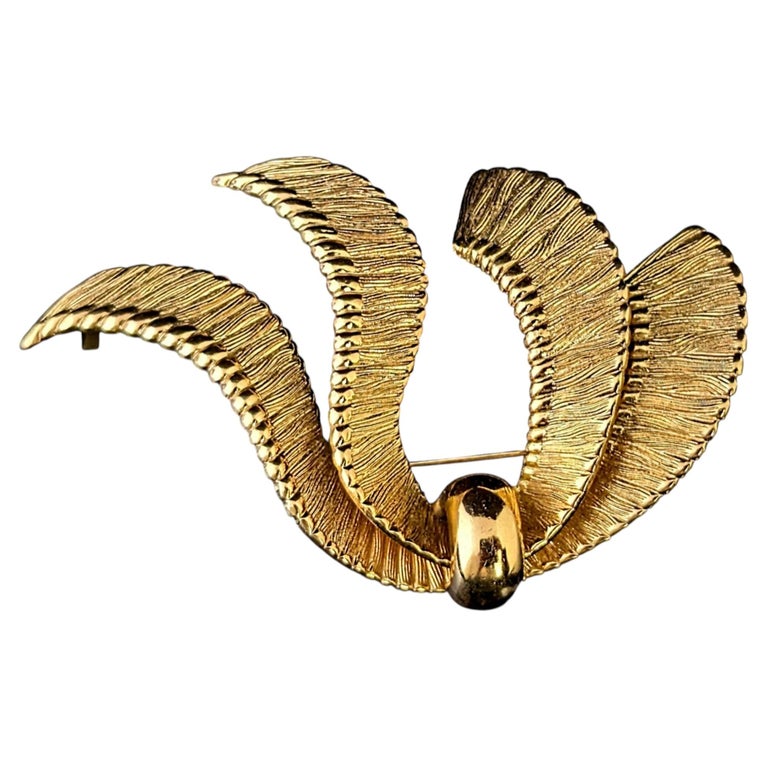 Vintage gold plated abstract bow brooch, Grosse