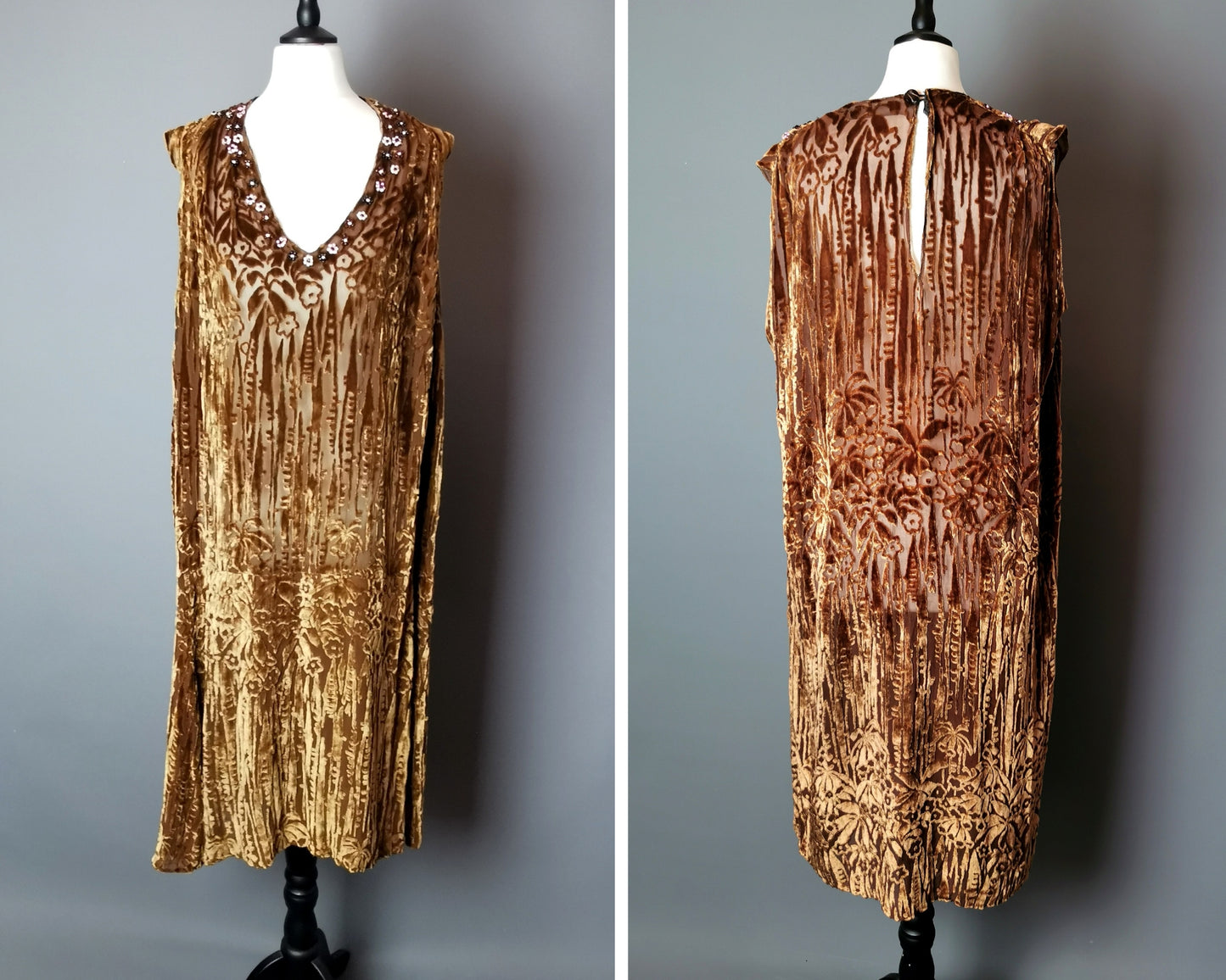 Vintage Art Deco style Velvet burnout dress, Flapper