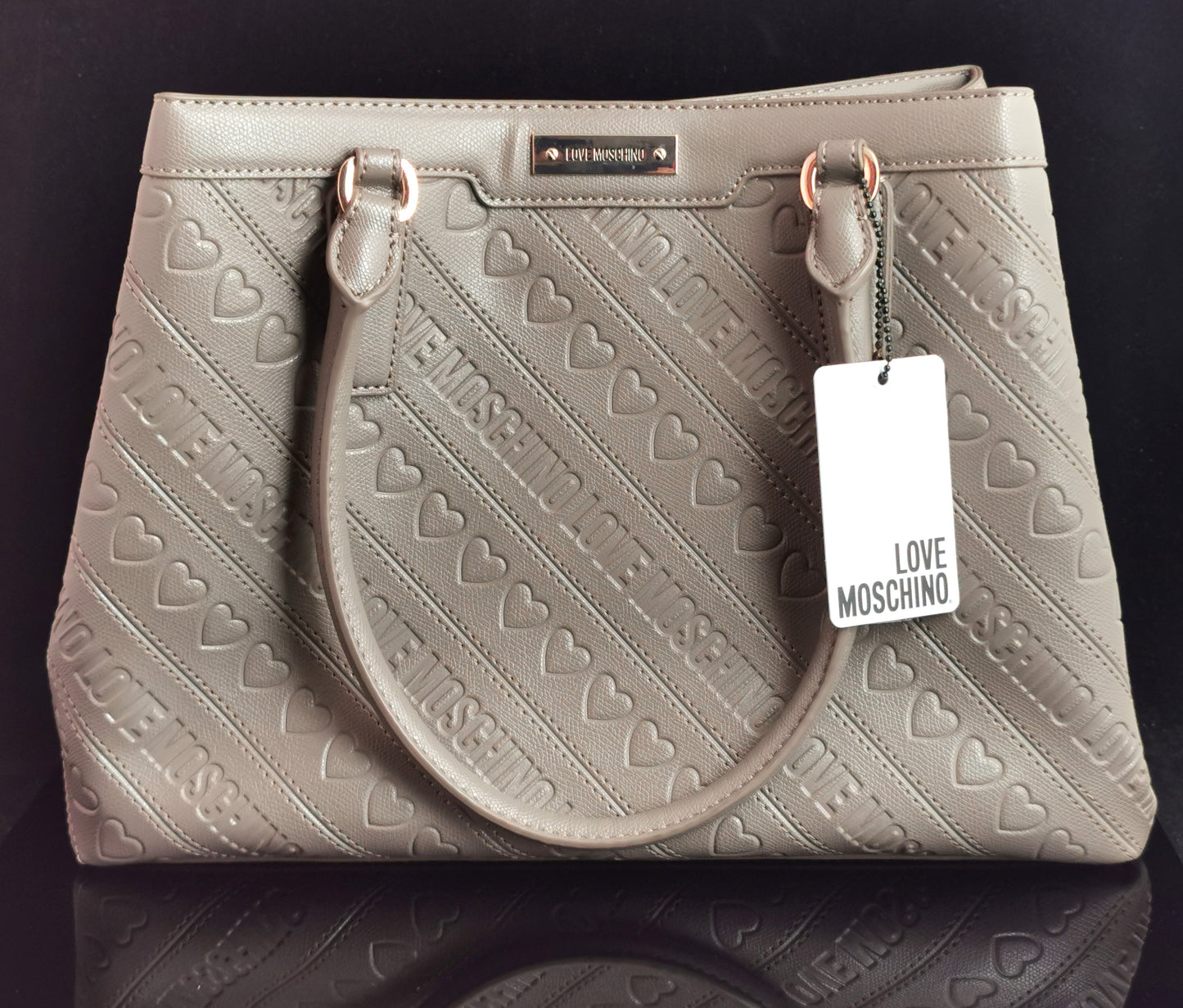 Vintage Love Moschino grey leather tote bag