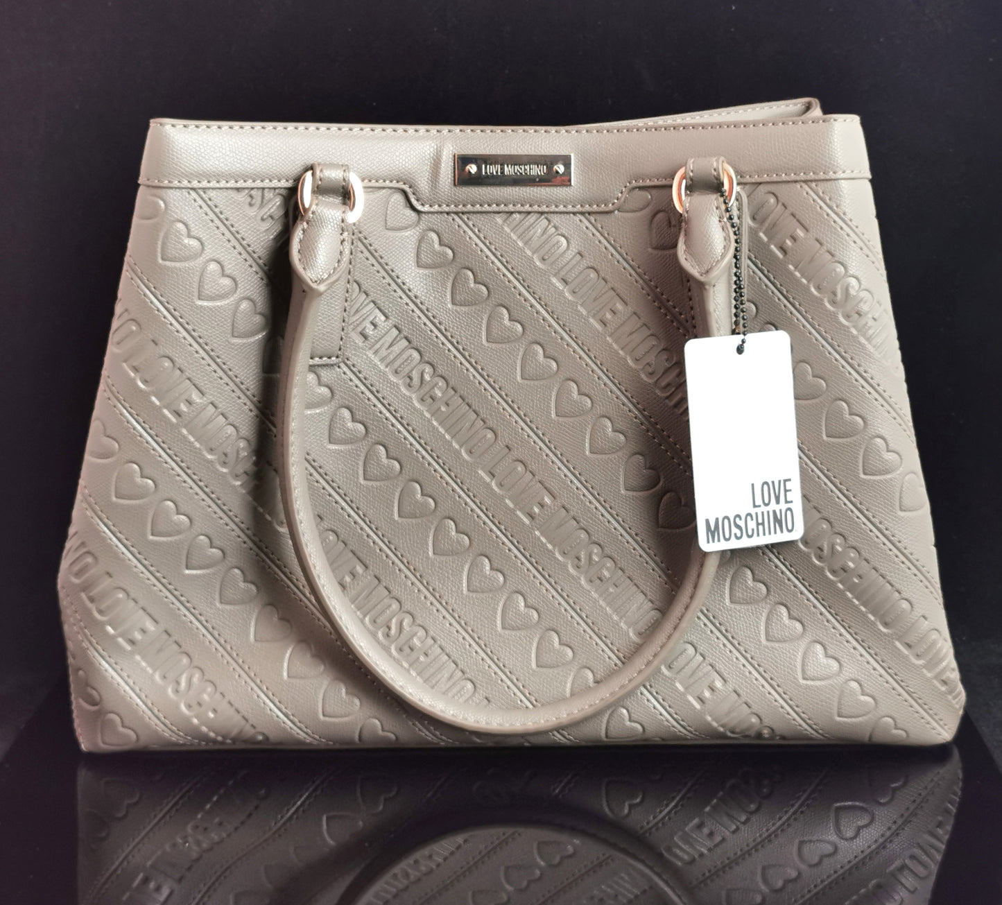 Vintage Love Moschino grey leather tote bag