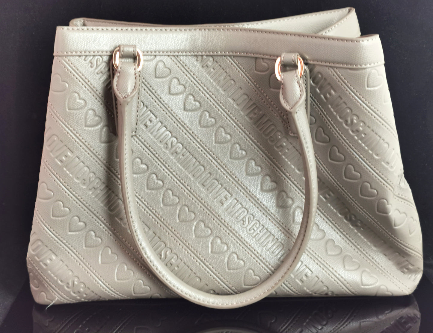 Vintage Love Moschino grey leather tote bag