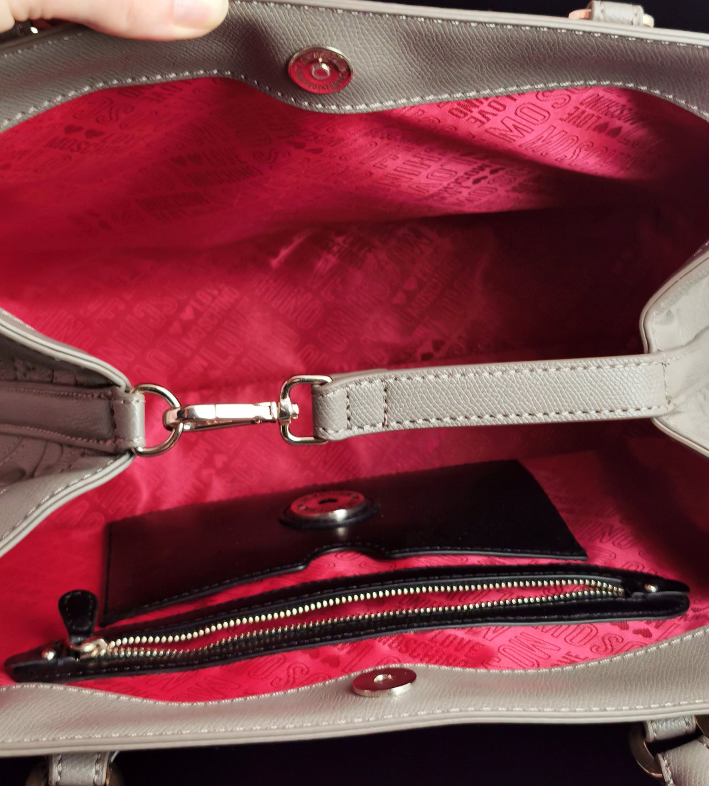 Vintage Love Moschino grey leather tote bag