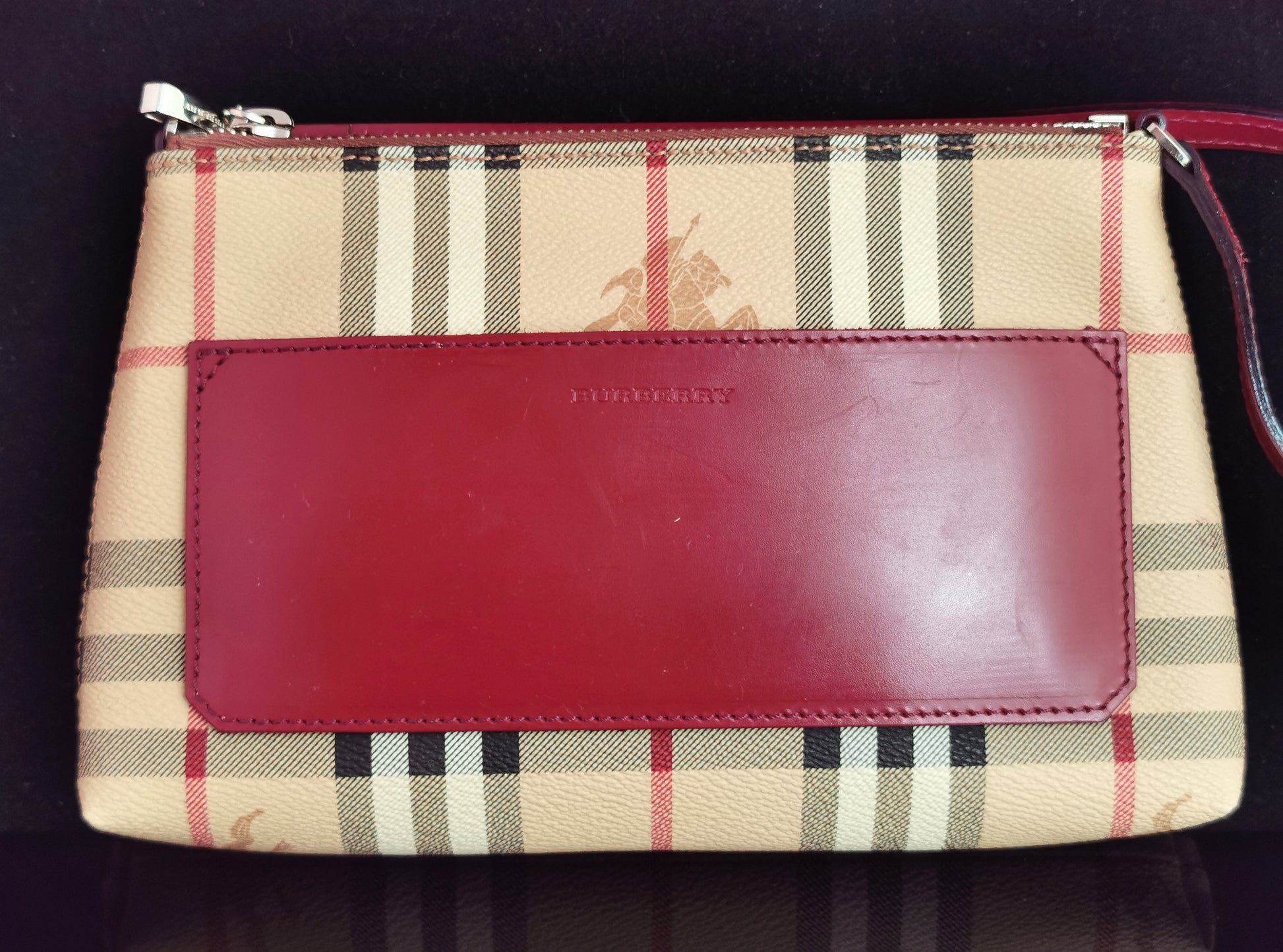 Vintage Burberry Pochette Handbag Nova Check and Red Leather -  UK