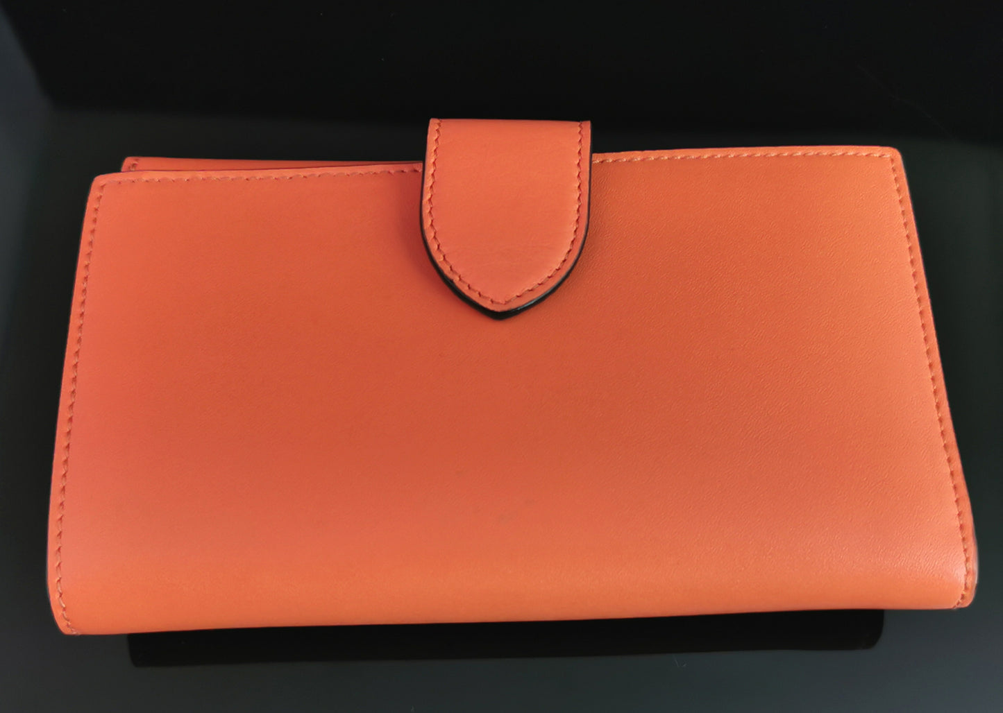 Fendi coral leather clutch purse, bi fold wallet, boxed