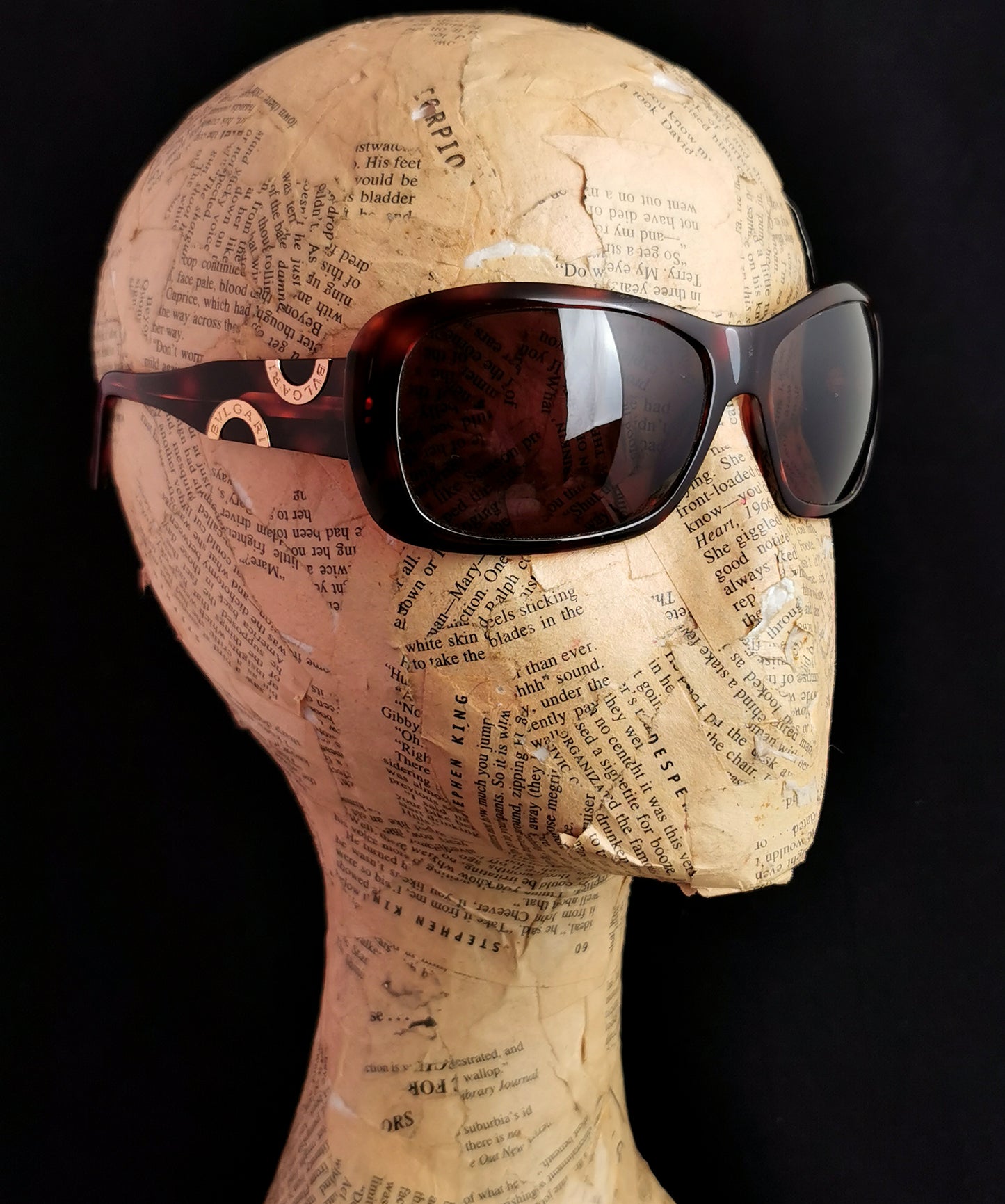 Bvlgari faux tortoiseshell sunglasses, gold tone logo