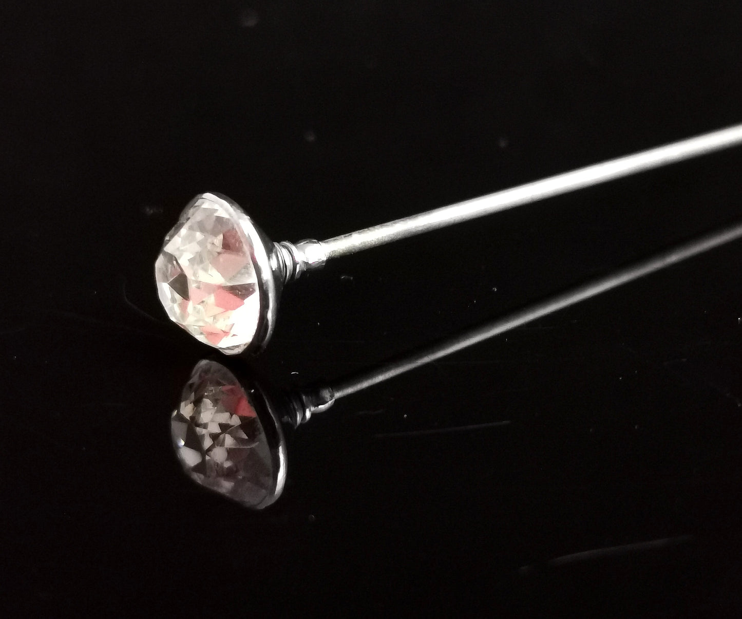 Antique silver and paste hat pin, 1910s, Charles Horner