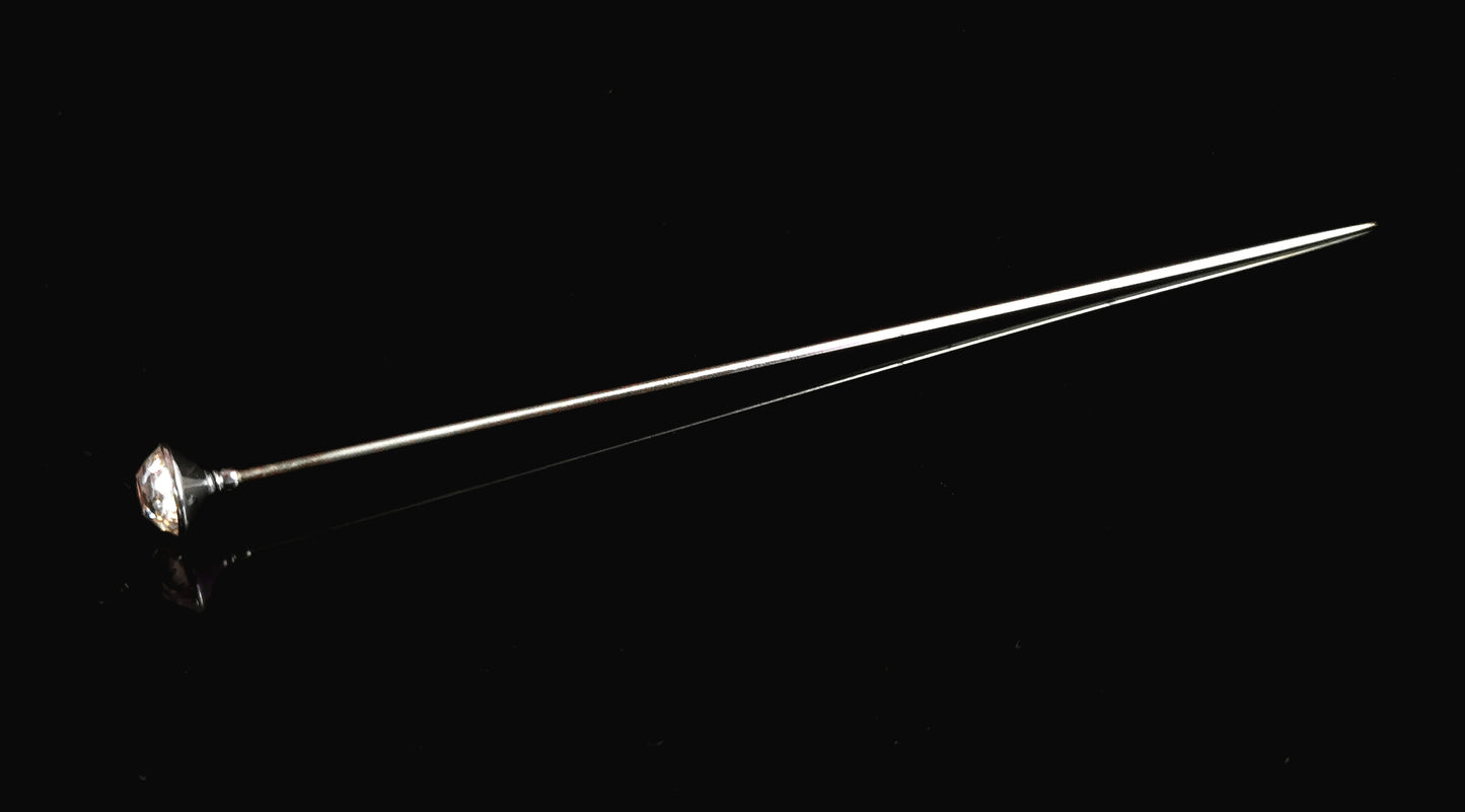 Antique silver and paste hat pin, 1910s, Charles Horner