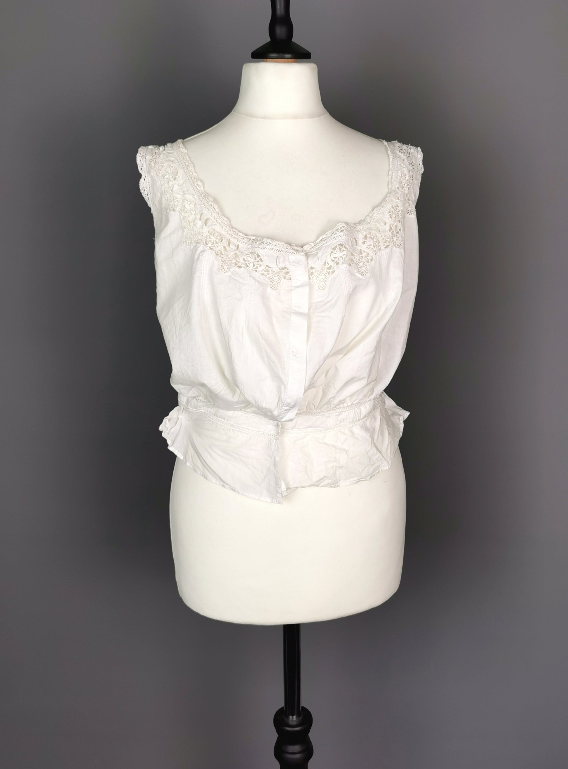 Antique Edwardian cotton camisole top, crochet – TCTvintage