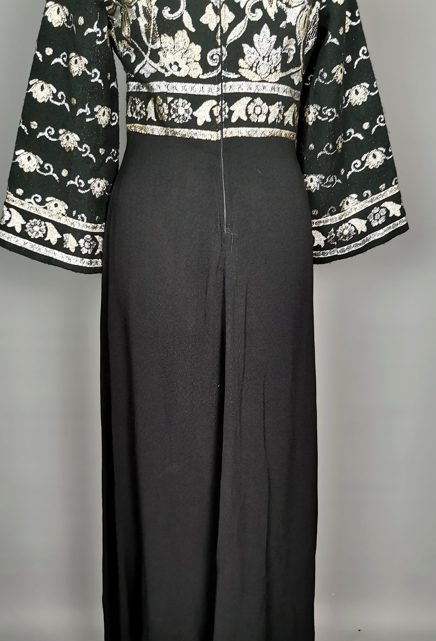 Vintage 1970s Brocade maxi dress, Bell sleeve