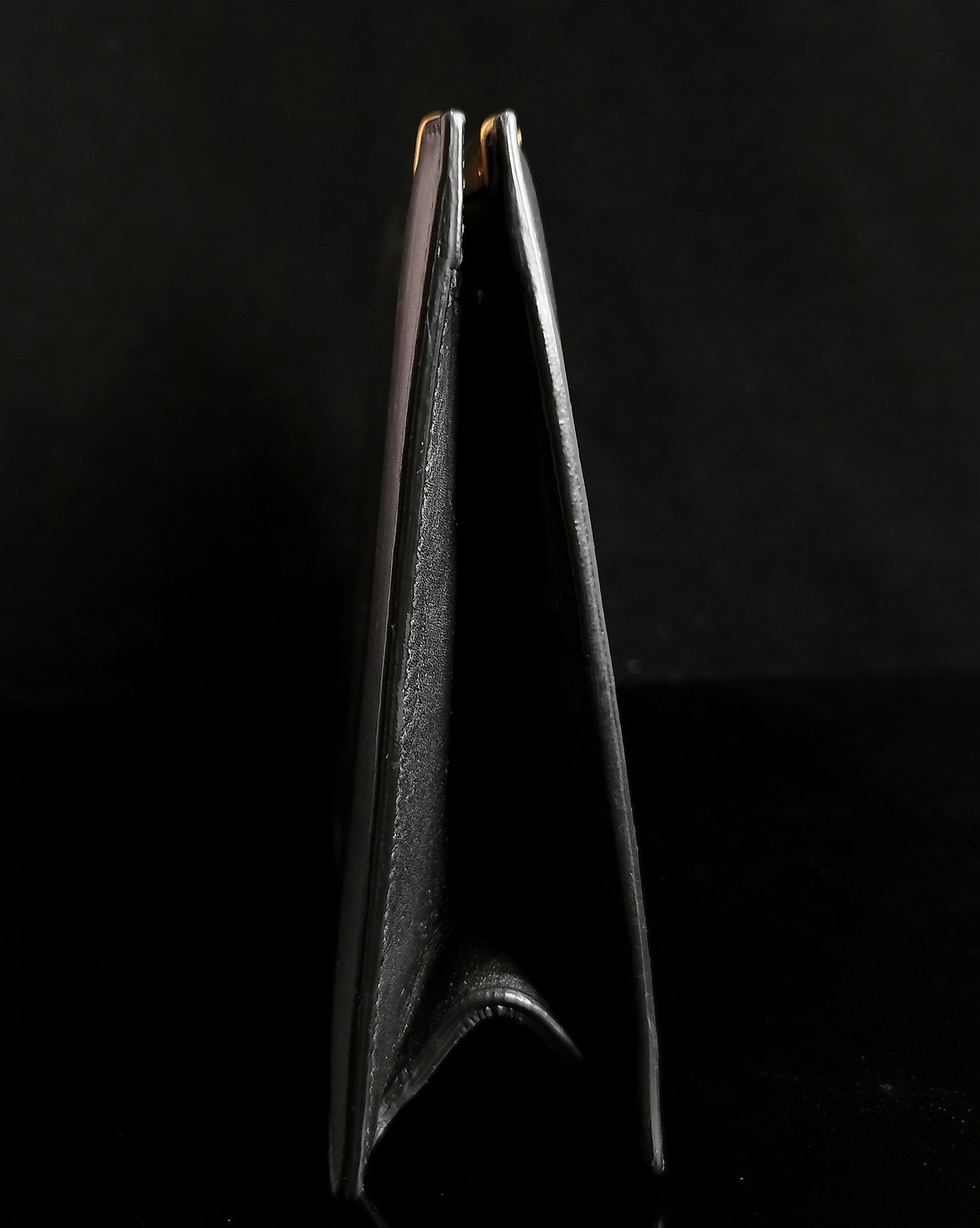 YSL black leather clutch purse, gold tone, handbag