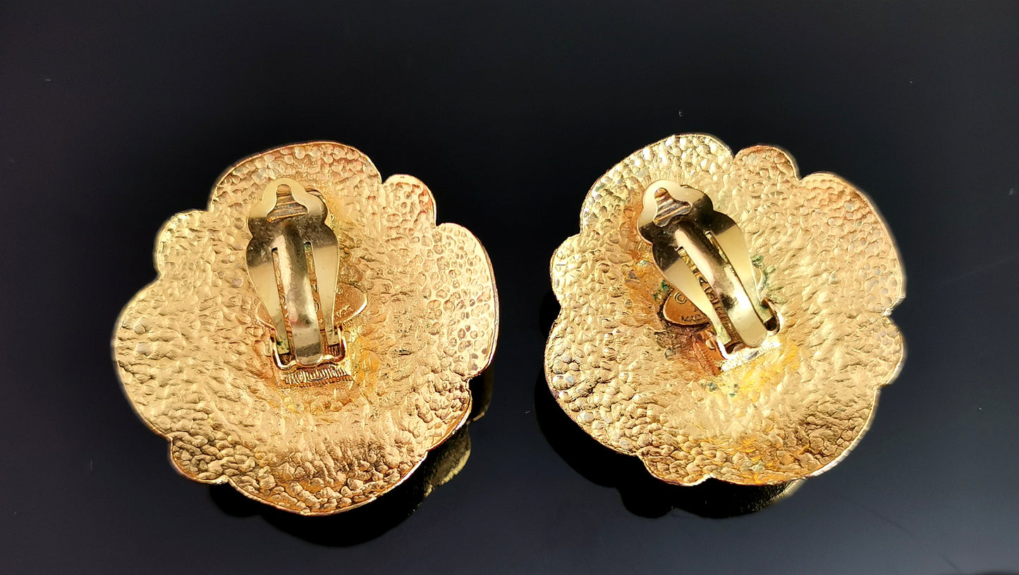 Vintage Chanel faux pearl clip on earrings, Gold tone, c1980s