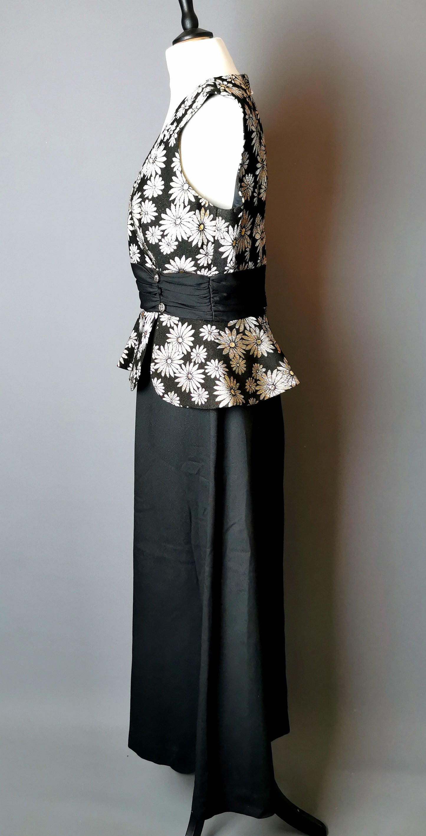Vintage 1960s gold floral Brocade dress, cocktail dress