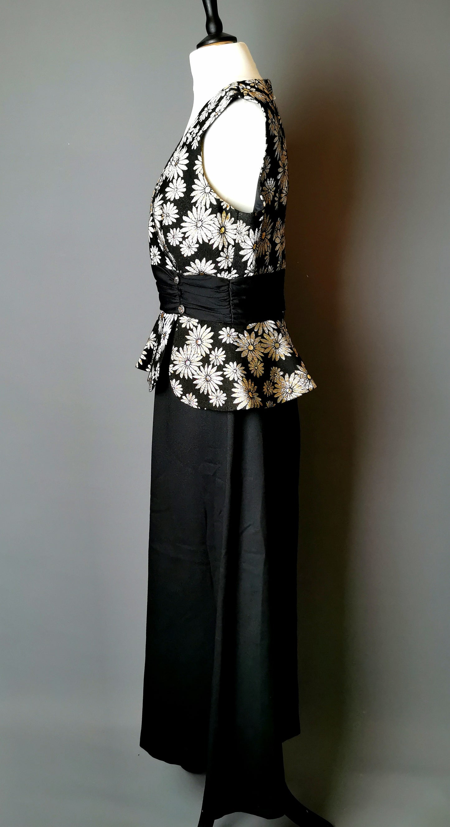 Vintage 1960s gold floral Brocade dress, cocktail dress