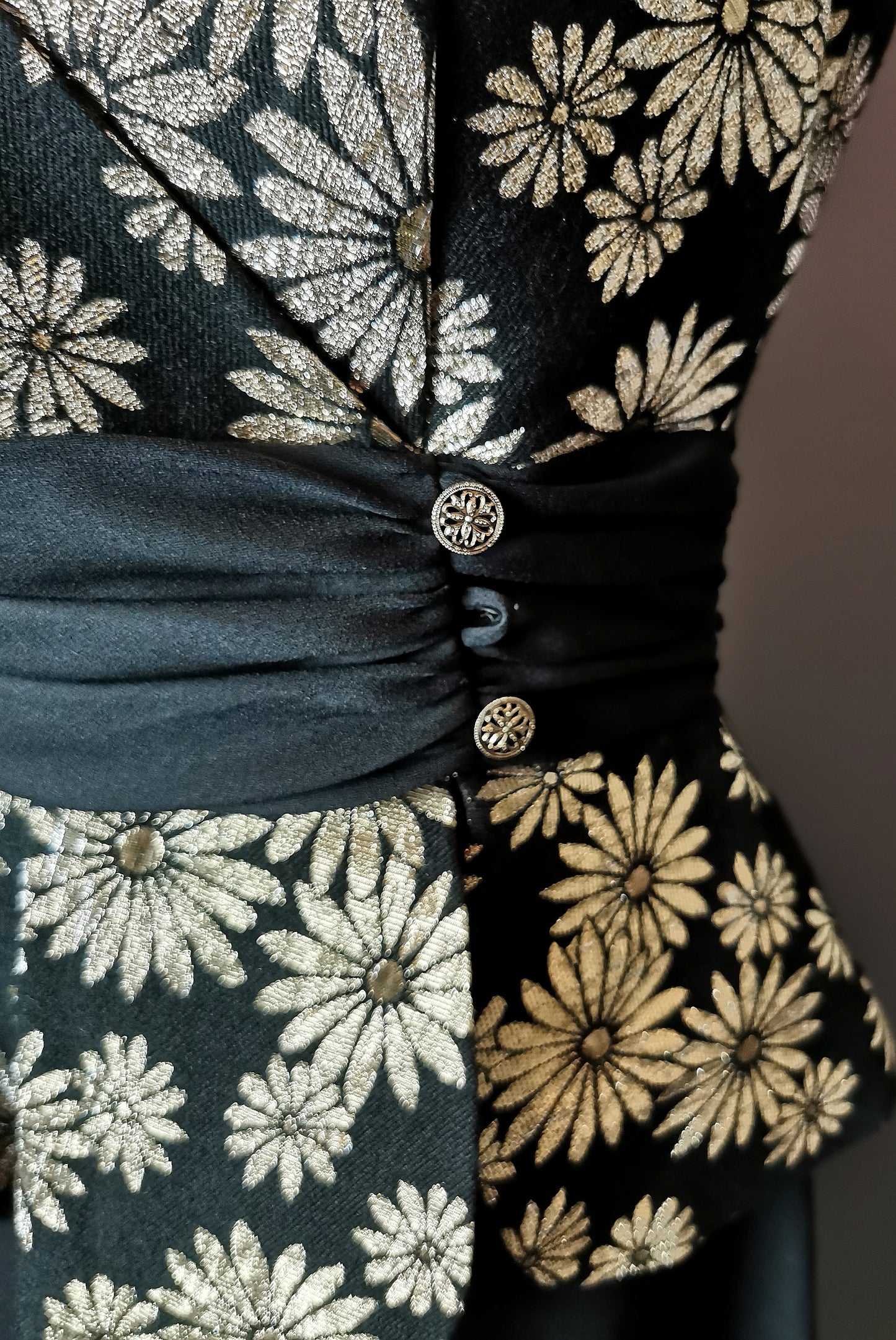 Vintage 1960s gold floral Brocade dress, cocktail dress