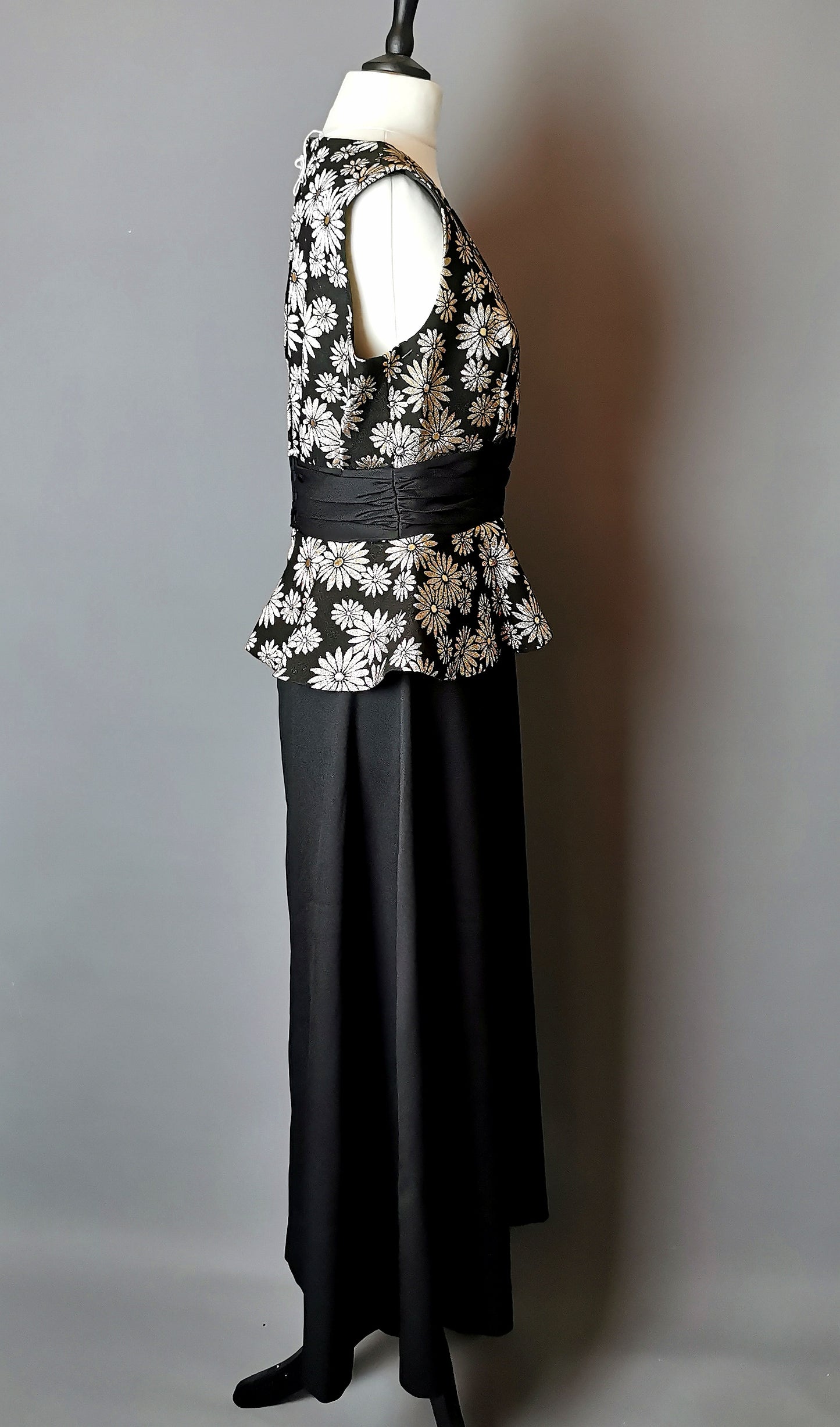 Vintage 1960s gold floral Brocade dress, cocktail dress