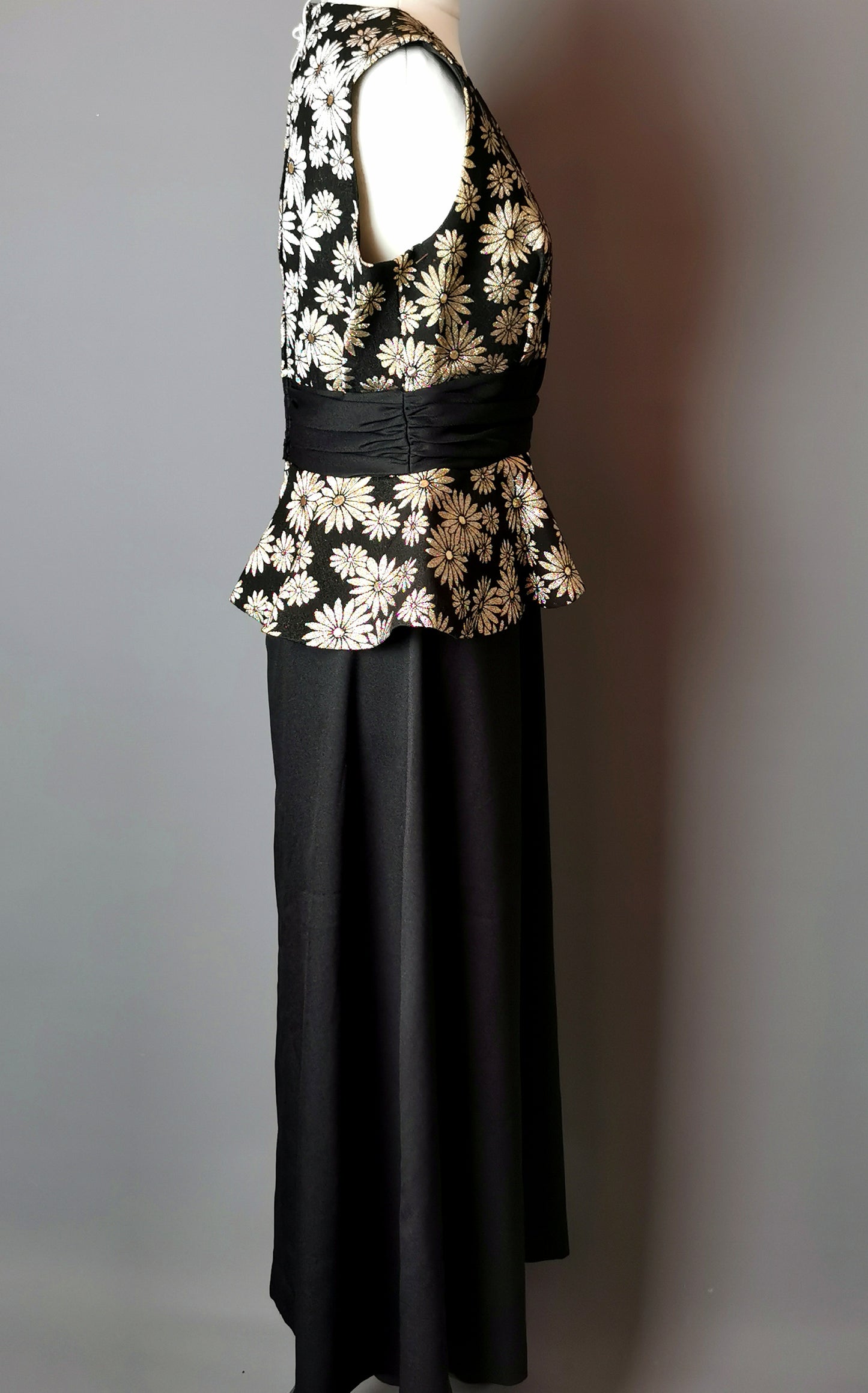 Vintage 1960s gold floral Brocade dress, cocktail dress