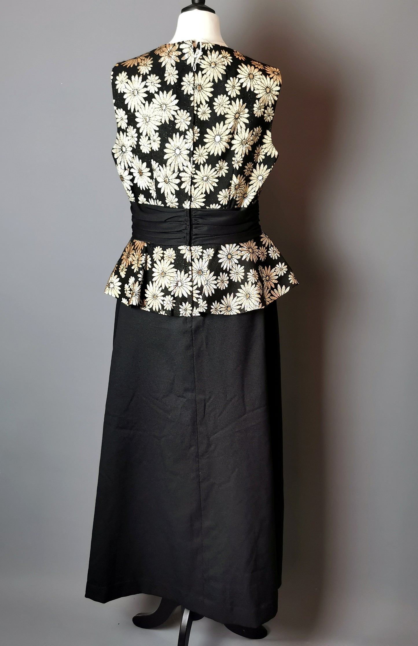 Vintage 1960s gold floral Brocade dress, cocktail dress