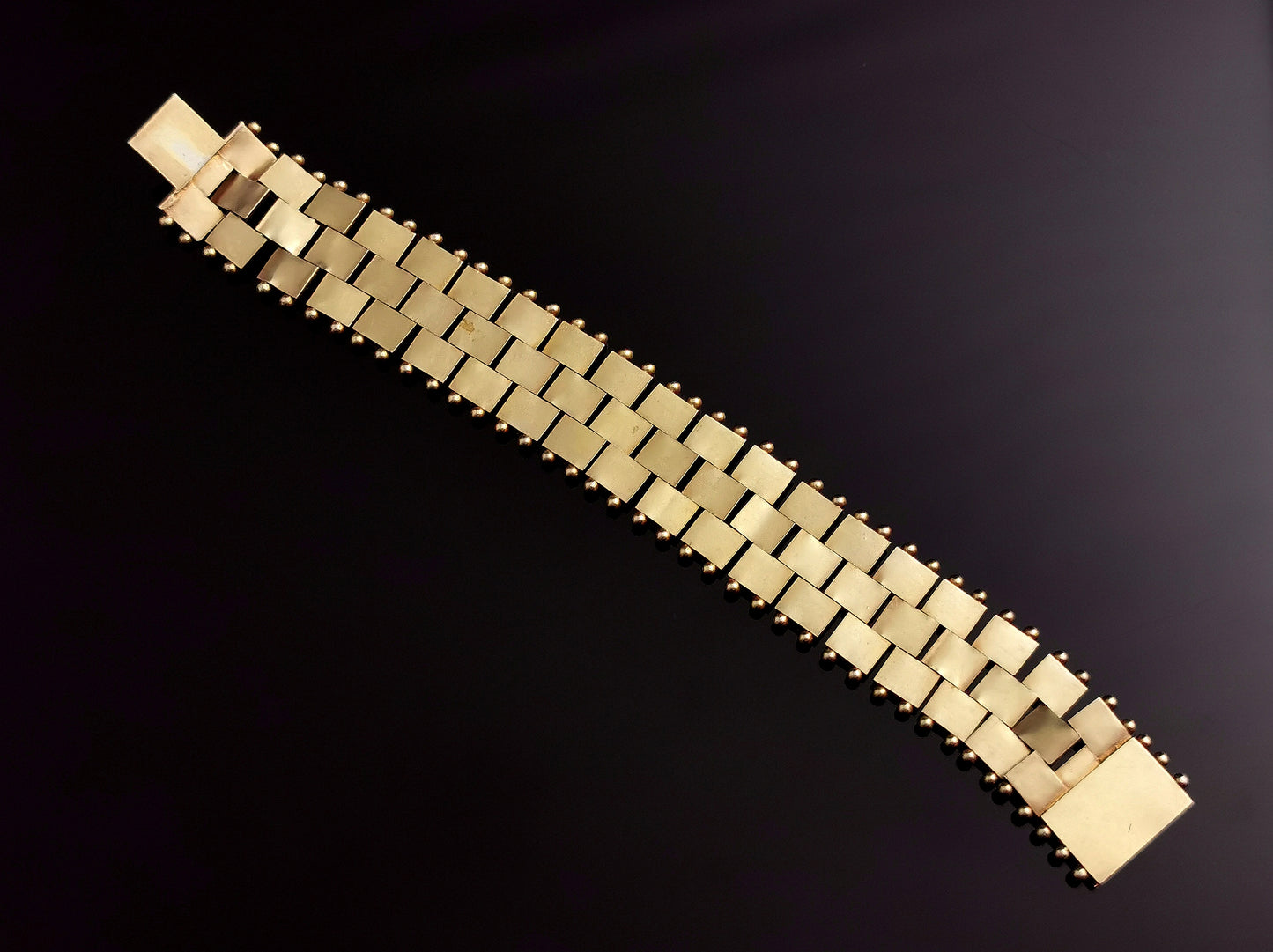 Antique Victorian gilt brick link bracelet, Aesthetic