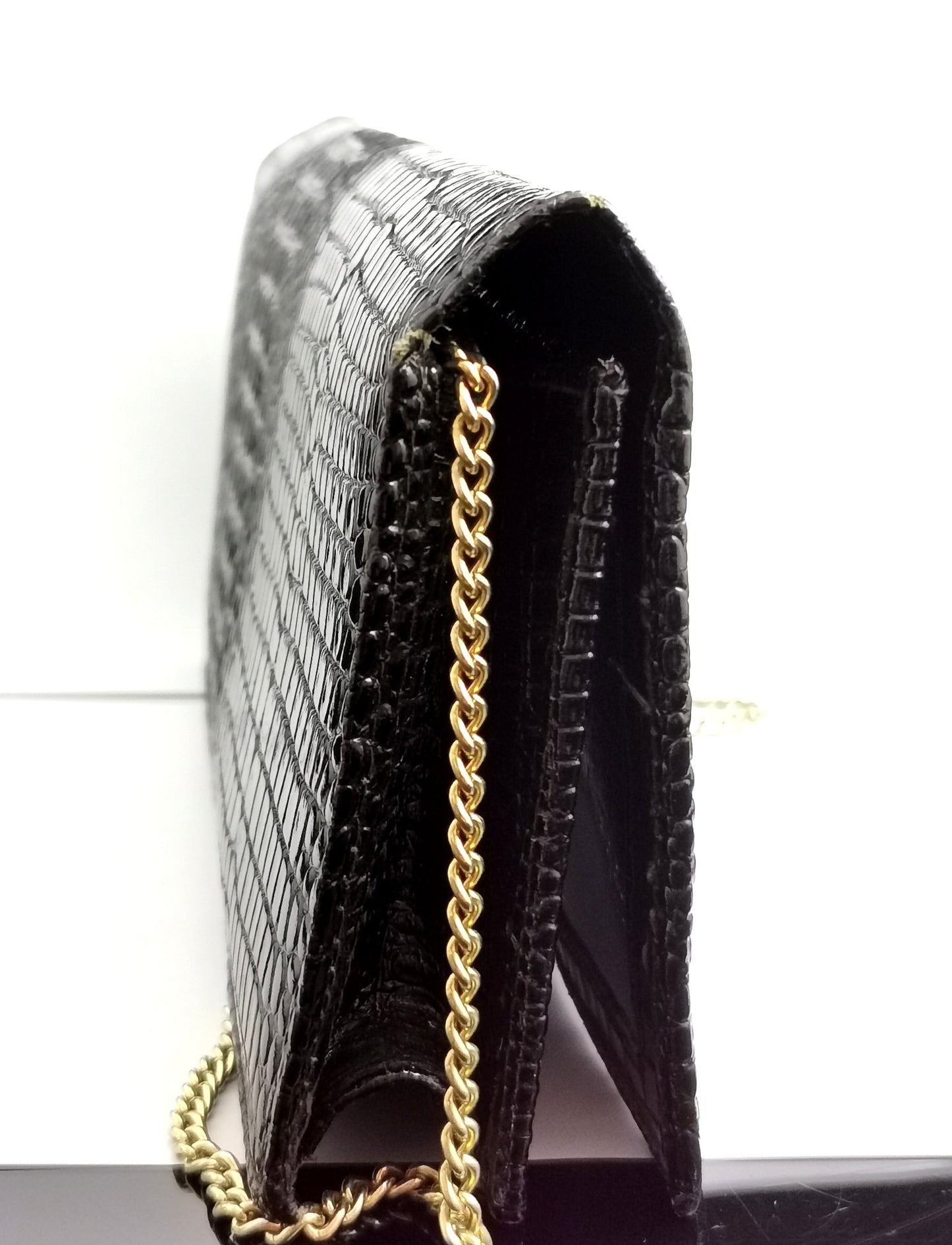 Vintage Pierre Cardin patent mock Croc leather handbag, purse