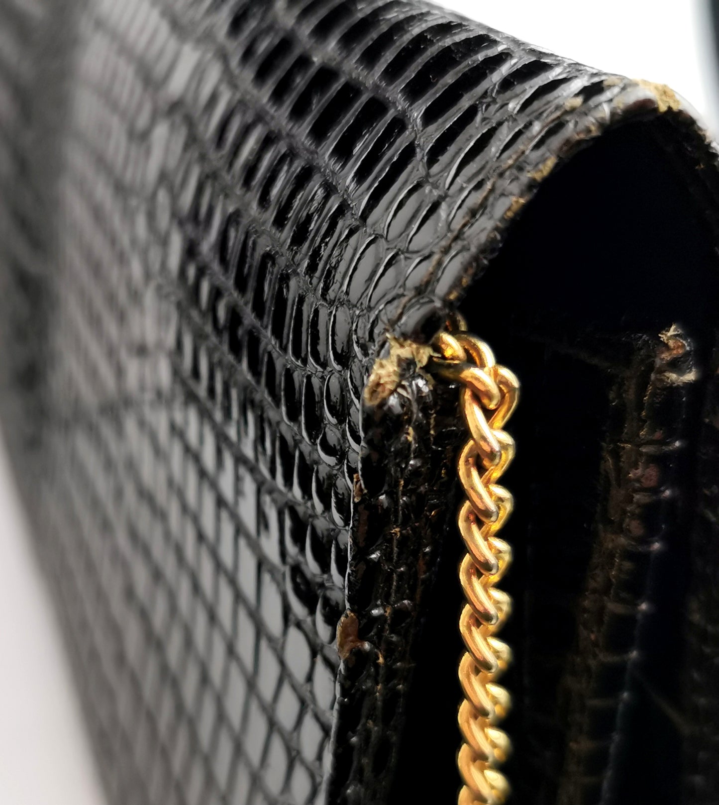 Vintage Pierre Cardin patent mock Croc leather handbag, purse