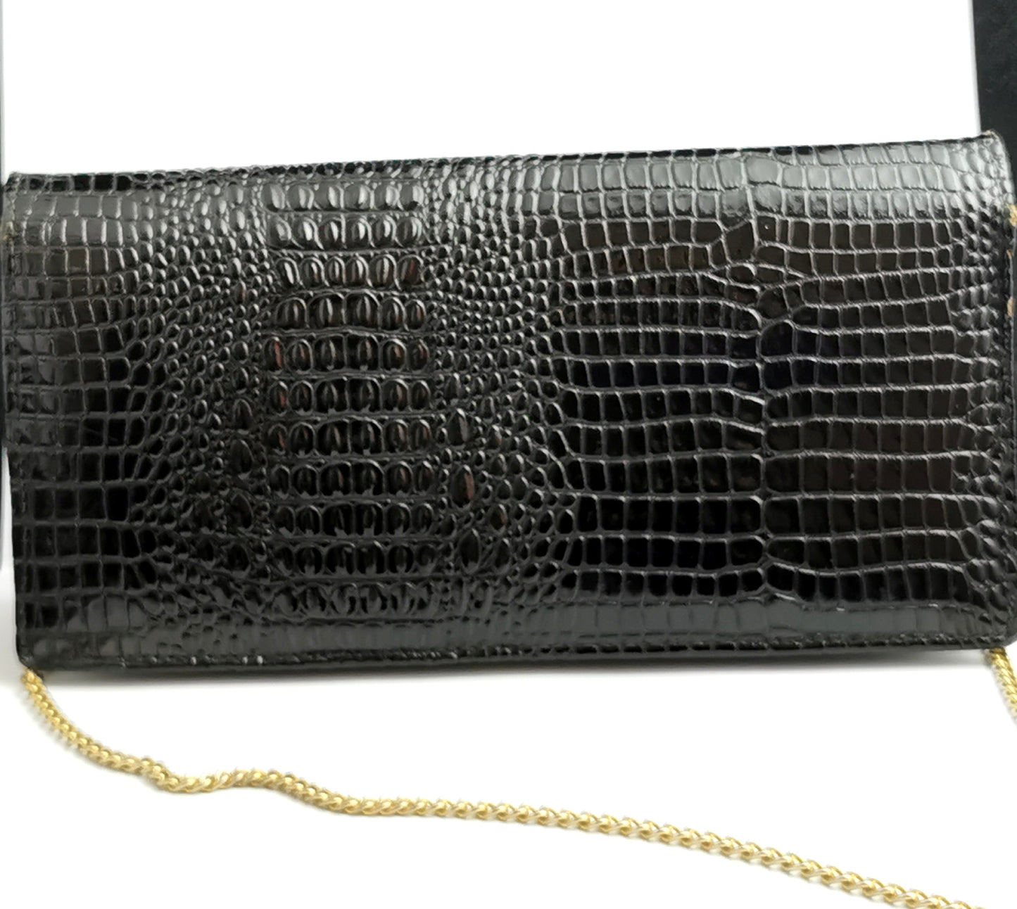 Vintage Pierre Cardin patent mock Croc leather handbag, purse