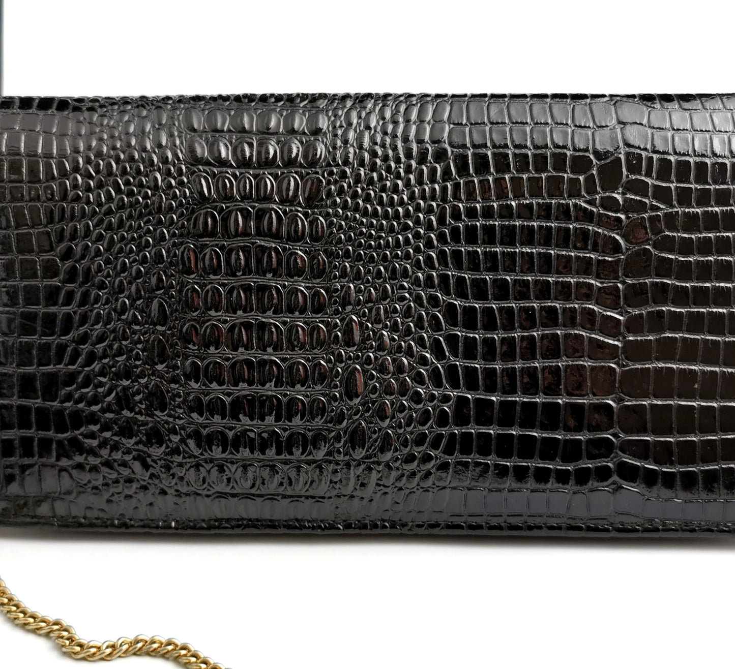 Vintage Pierre Cardin patent mock Croc leather handbag, purse
