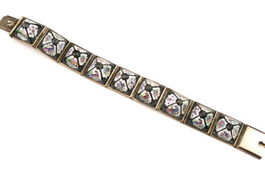 Antique Rare Persian bracelet, sugarloaf cabochon, enamelled