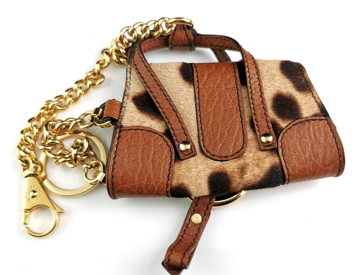 Dolce and Gabbana micro bag, handbag charm, Leopard print