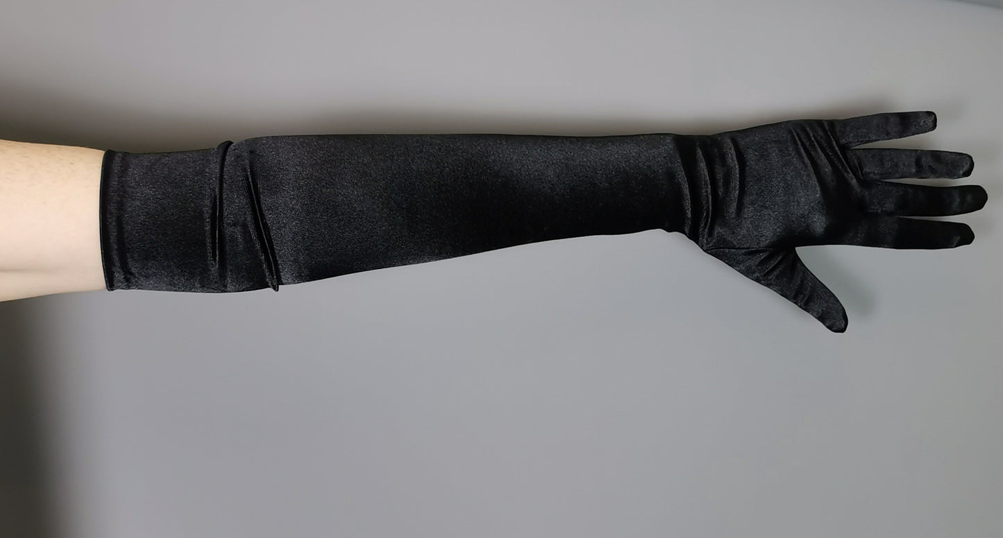 Vintage black long length opera gloves