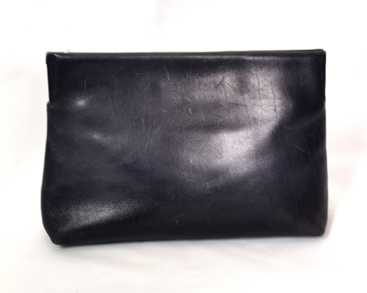 Vintage Salvatore Ferragamo navy leather handbag, clutch, shoulder strap