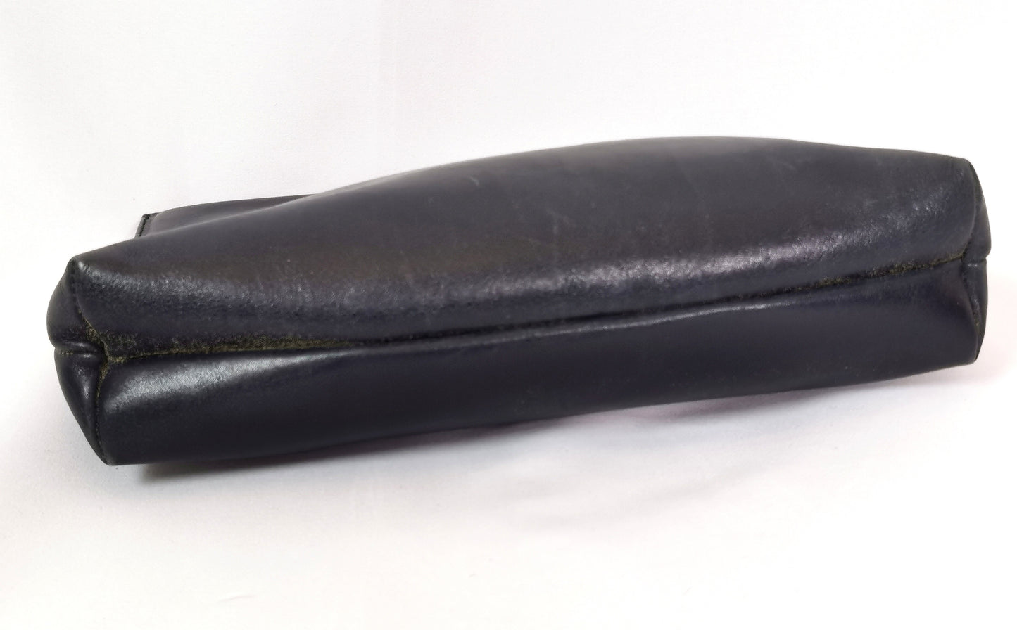 Vintage Salvatore Ferragamo navy leather handbag, clutch, shoulder strap