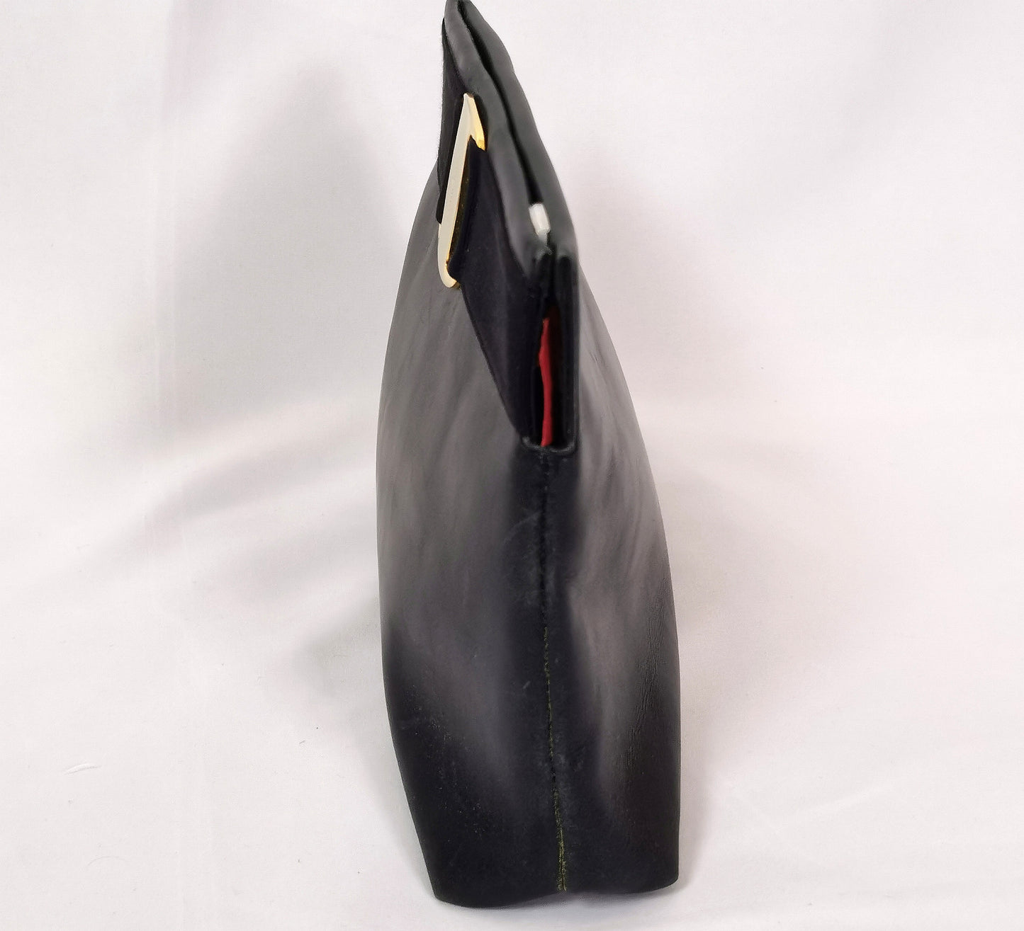 Vintage Salvatore Ferragamo navy leather handbag, clutch, shoulder strap