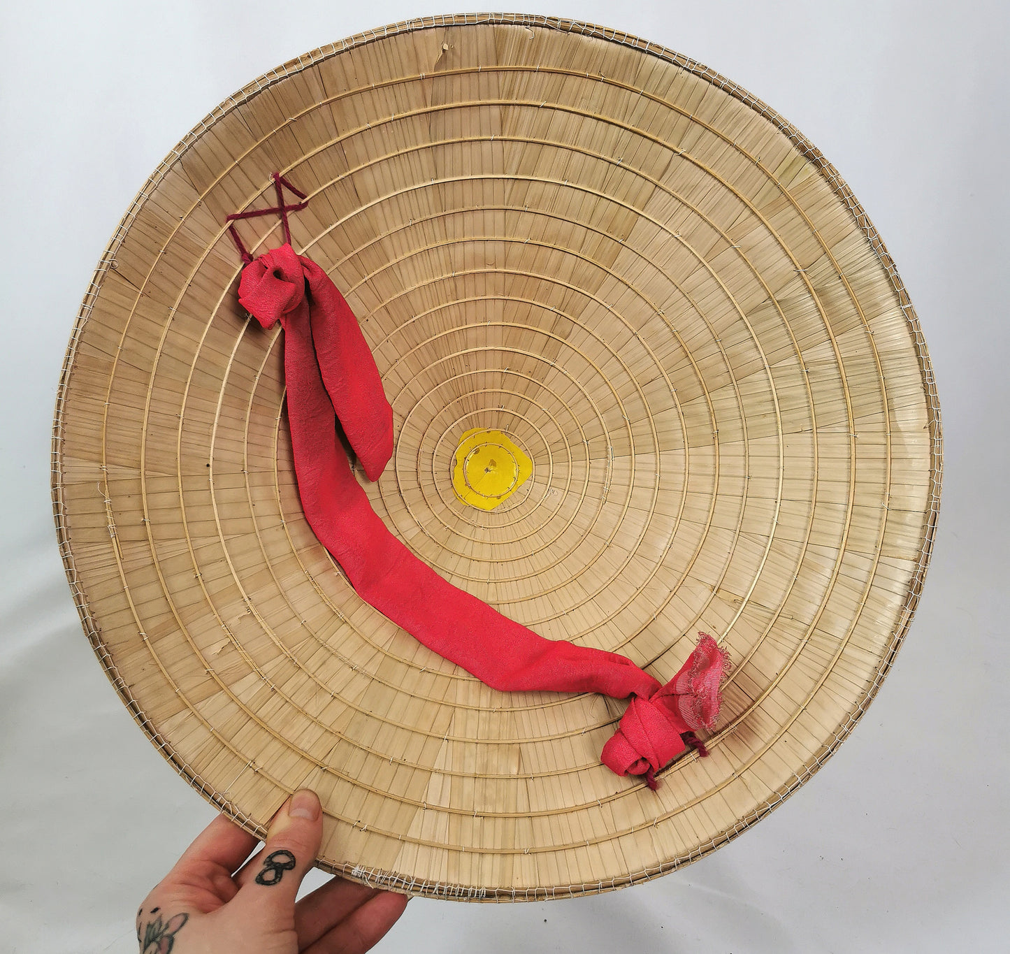 Vintage Traditional Asian straw sedge hat, coolie hat