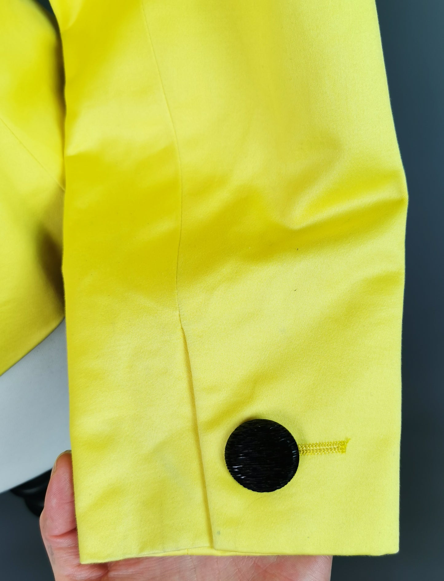 Vintage Yves Saint Laurent yellow blazer, peplum waist, 1980s