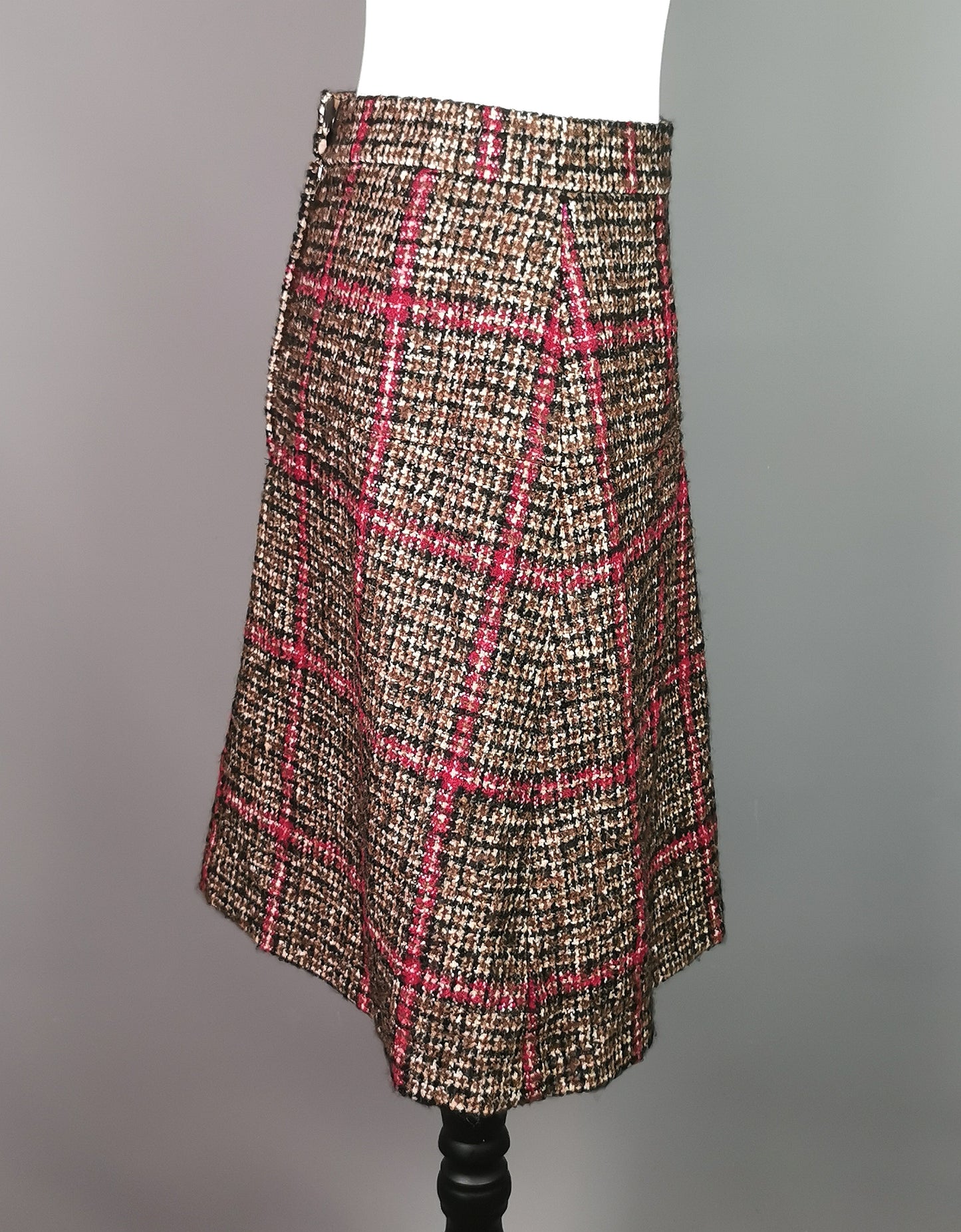 Dolce and Gabbana tweed pleat front skirt