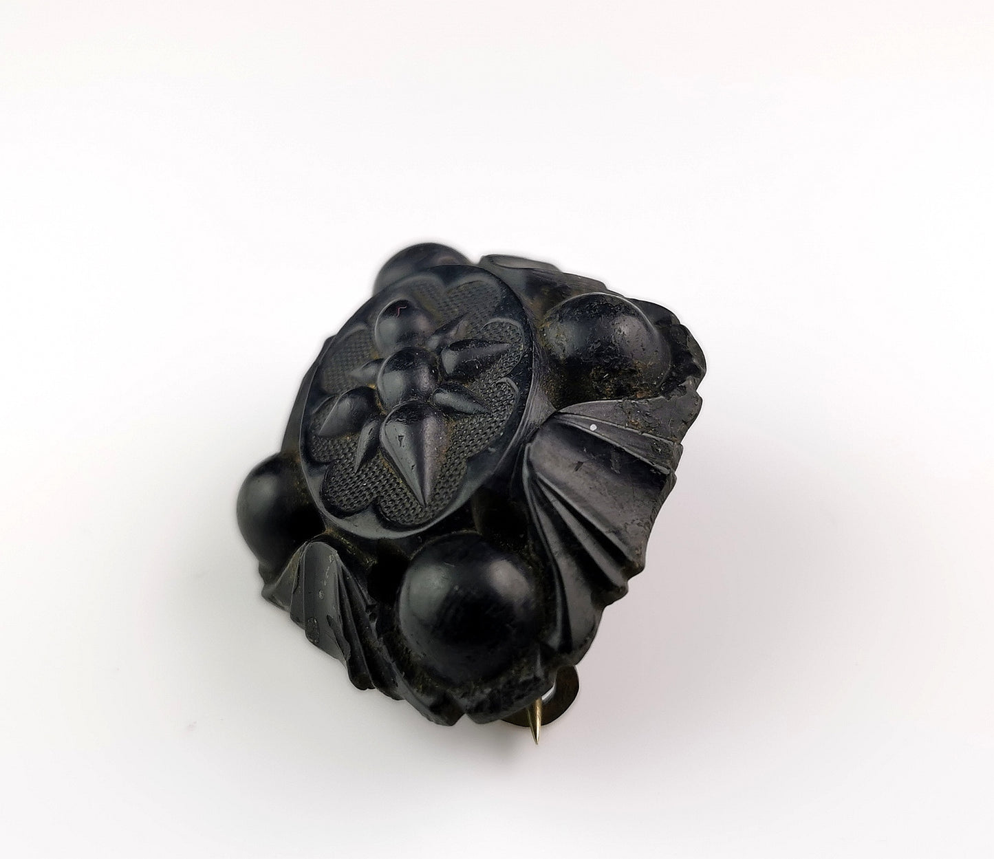 Antique Victorian Whitby Jet brooch