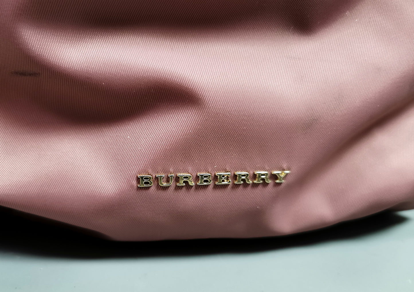 Burberry The Rucksack, pink nylon backpack, Gold tone hardware