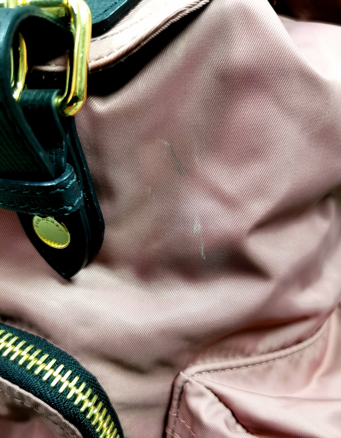 Burberry The Rucksack, pink nylon backpack, Gold tone hardware