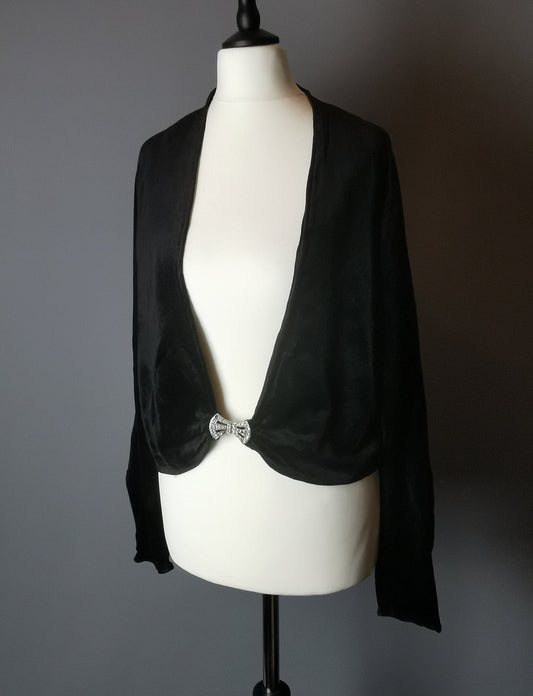 Vintage Black velvet jacket, Art Deco