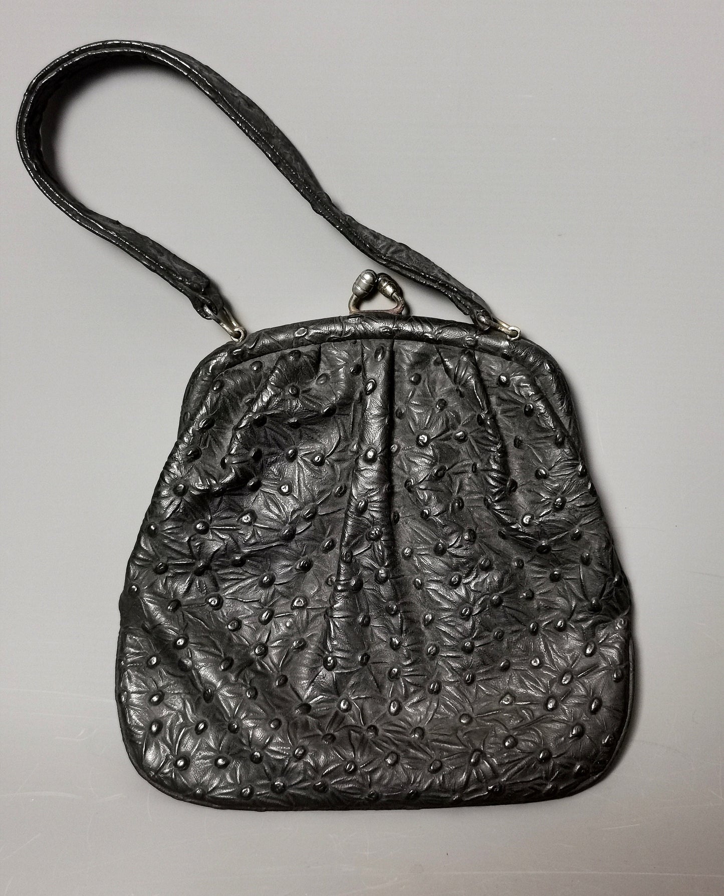 Vintage faux ostrich leather handbag, c1940s