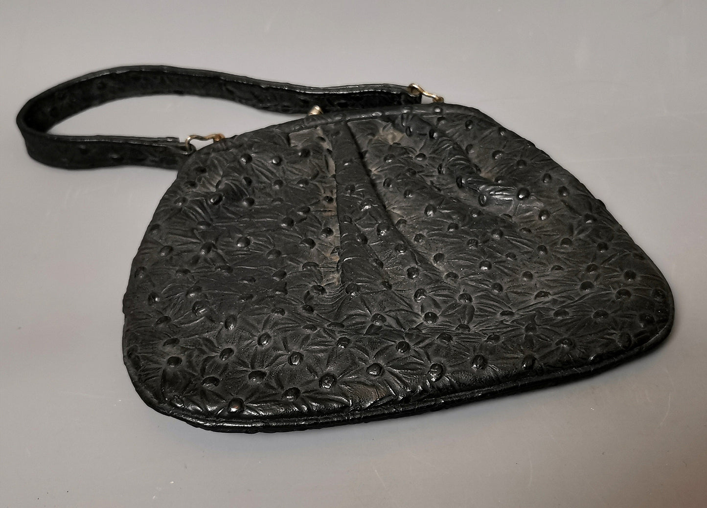 Vintage faux ostrich leather handbag, c1940s