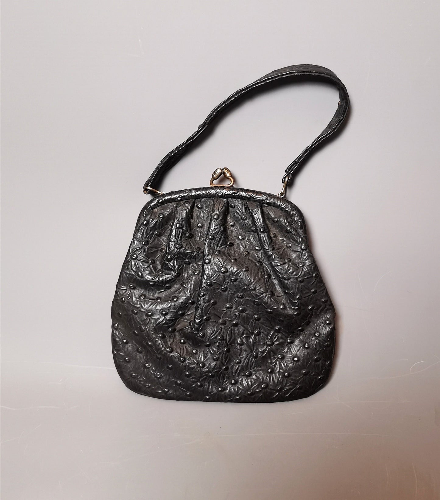 Vintage faux ostrich leather handbag, c1940s