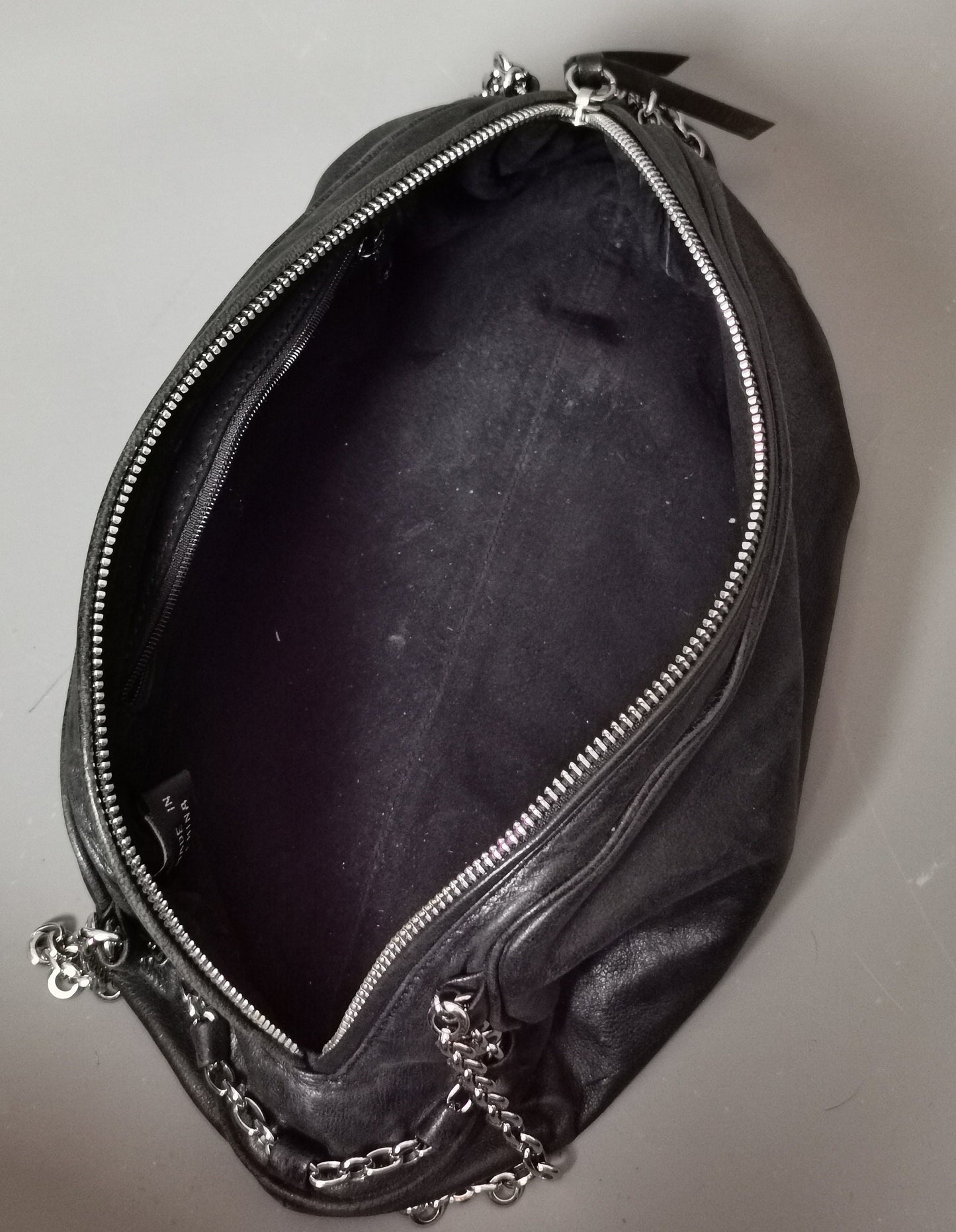 Vintage Y2k DKNY Black leather handbag, chain handle